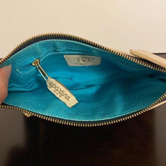 Spartina 449 Wristlet Orange Flowers Navy Blue - Picture 6 of 8